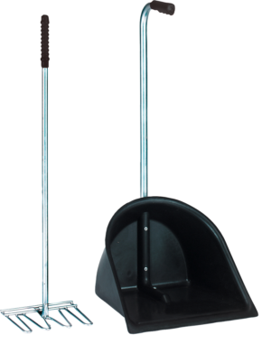 Mestboy Set Zwart - Opraapbak 78 cm en Hark 85 cm voor Mest
