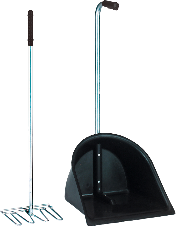 Mestboy Set Zwart - Opraapbak 78 cm en Hark 85 cm voor Mest