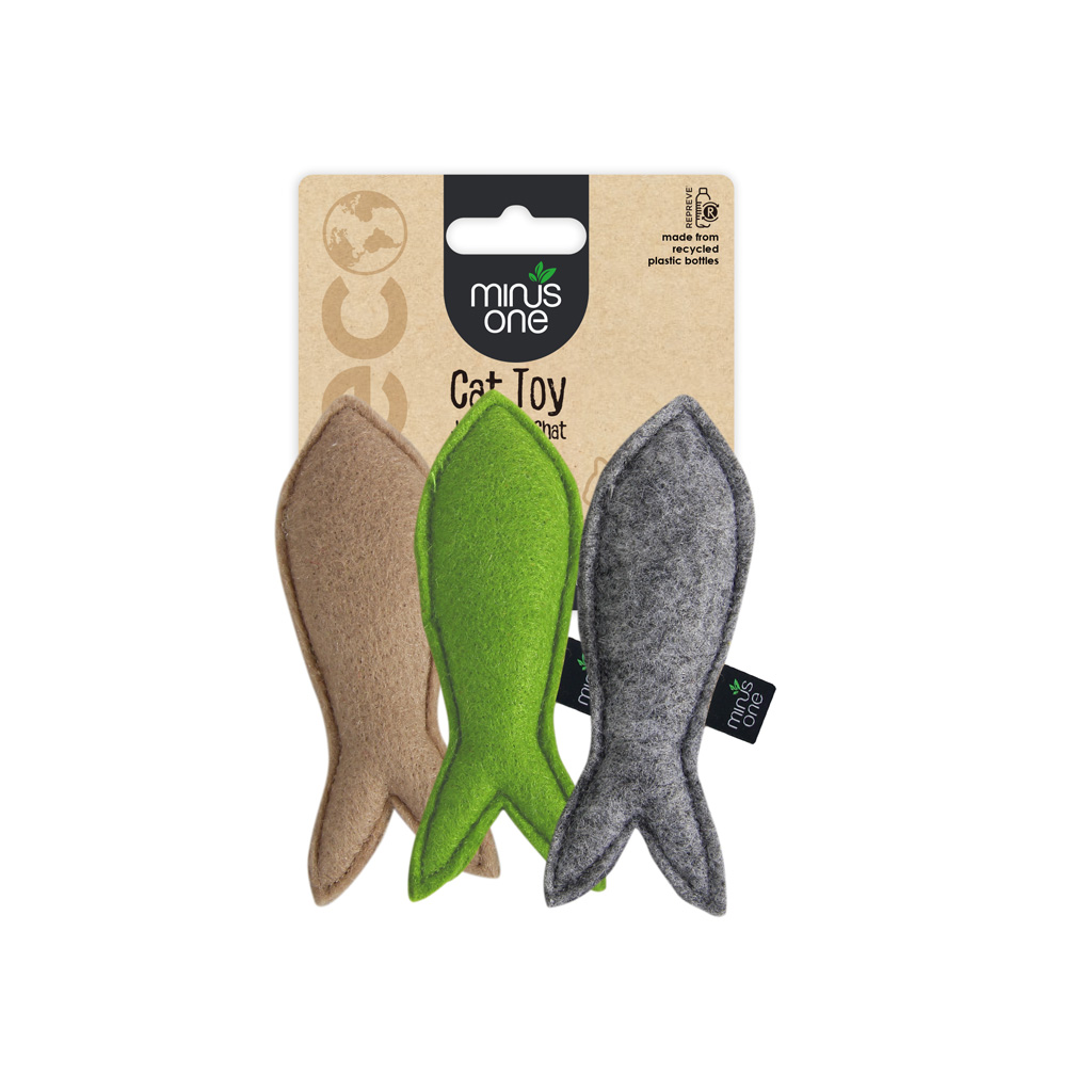 Minus One Felt Cat Toys Fish 3 pack - Duurzame Kattenspeeltjes