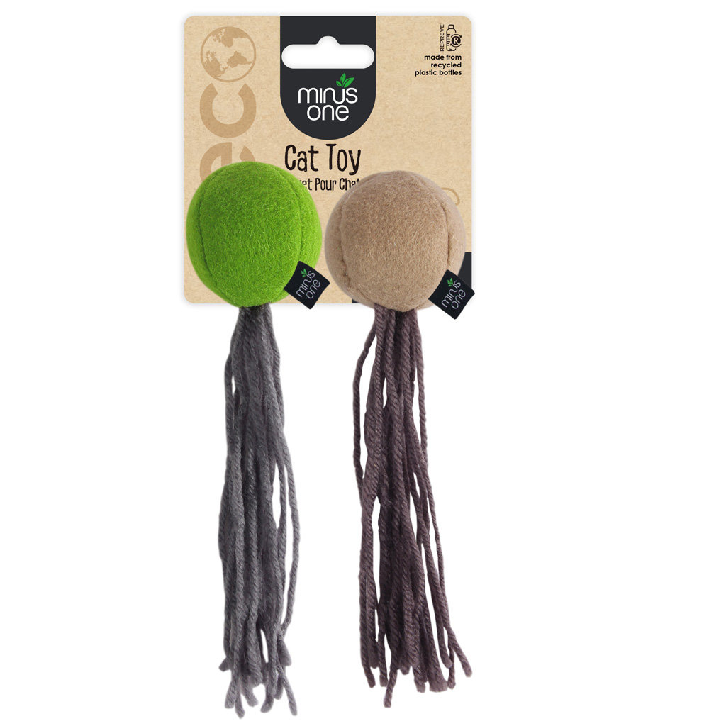 Minus One Felt Cat Toys Balls 2-pack - Duurzame Kattenspeeltjes