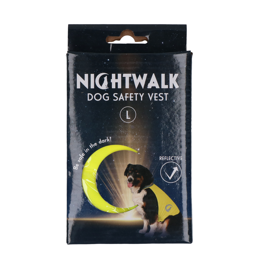 Nightwalk Safety Vest Geel L - Reflecterend Veiligheidsvest voor Honden - afbeelding 1