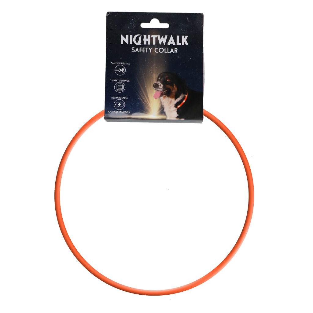 Nightwalk Safety Collar Oranje - Lichtgevende Halsband voor Honden - afbeelding 1