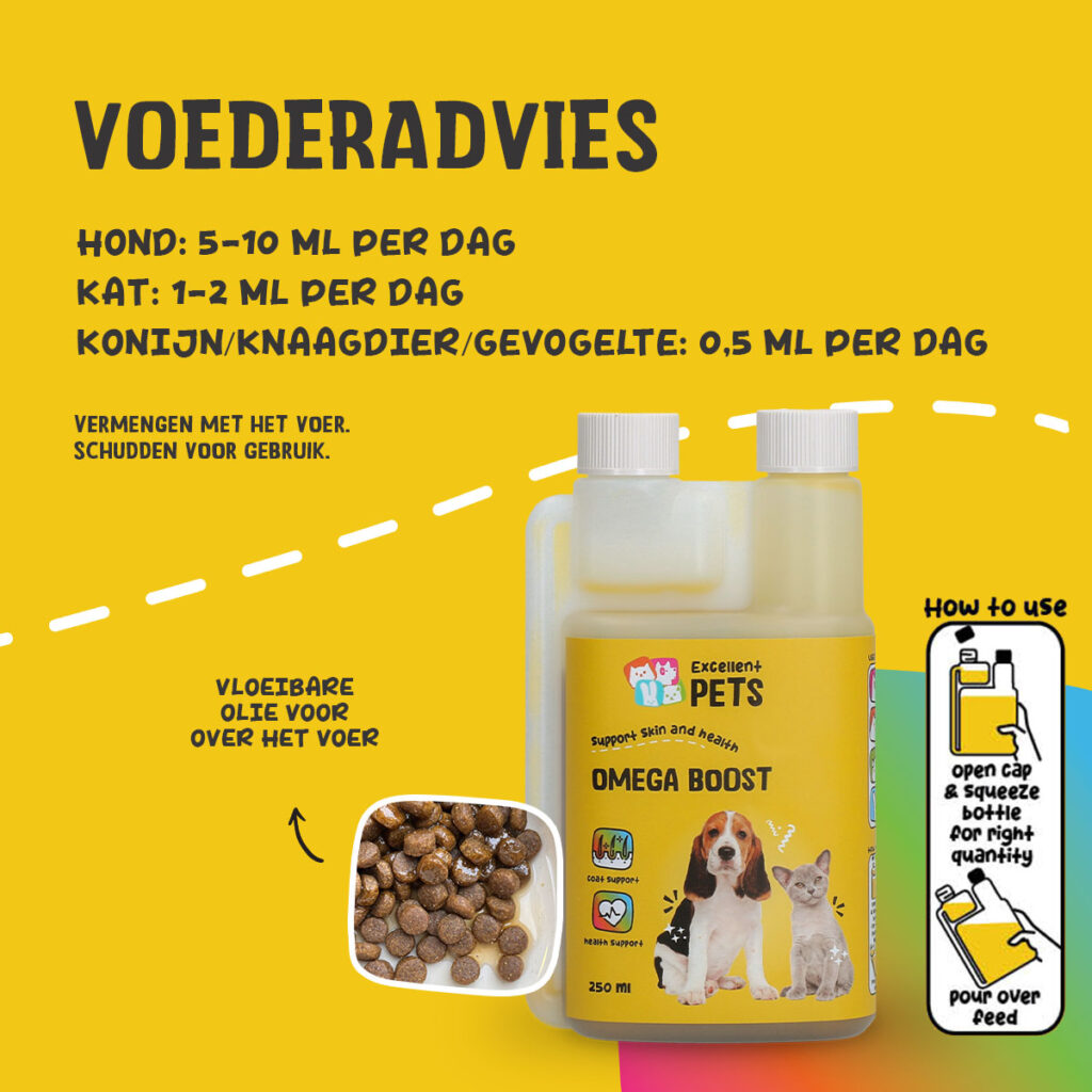 Excellent Pets Omega Boost 250 ml - Vloeibaar supplement voor honden en katten - afbeelding 2