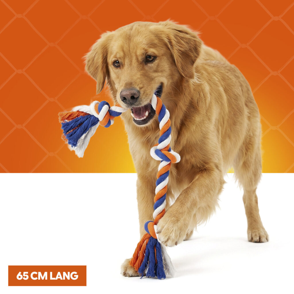 Oranje Flostouw Rood-Wit-Blauw - Sterk Hondenspeelgoed voor Actieve Honden - afbeelding 4