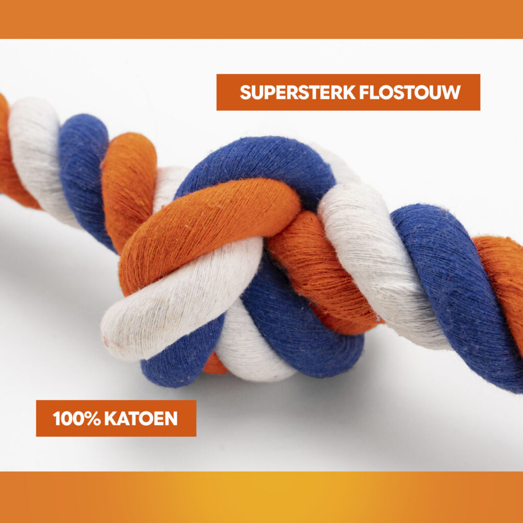 Oranje Flostouw Rood-Wit-Blauw - Sterk Hondenspeelgoed voor Actieve Honden - afbeelding 5