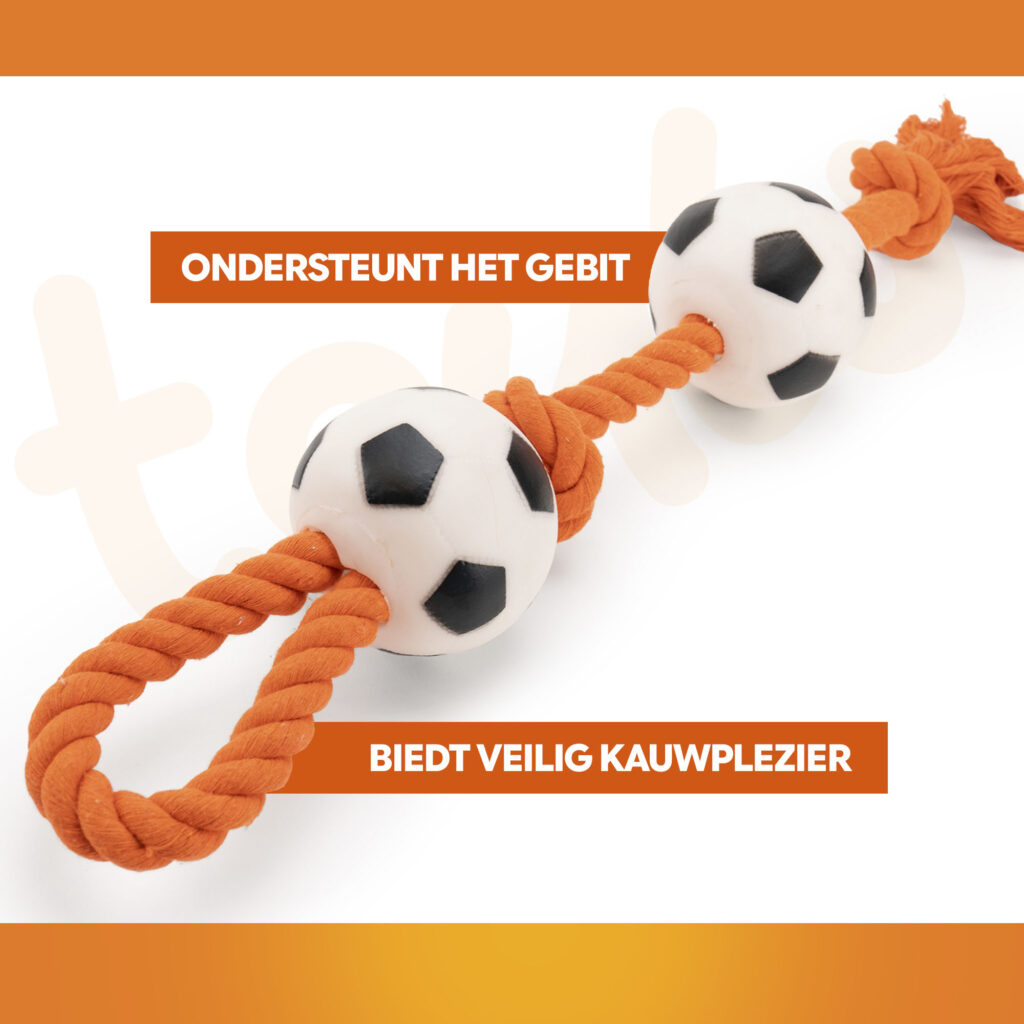 Oranje Flostouw Voetballen - Hofman Animal Care - afbeelding 3