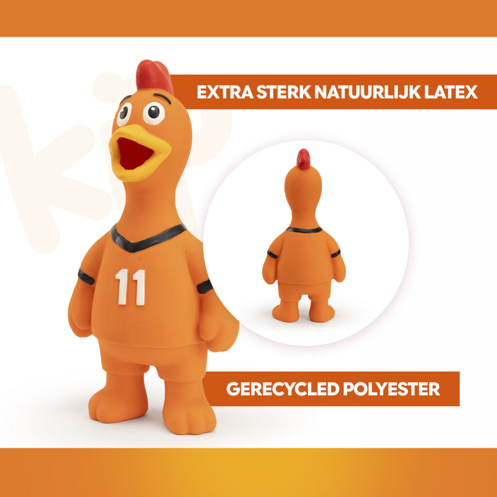 Oranje Latex Hondenspeeltje WK Kip - Hofman Animal Care - afbeelding 3