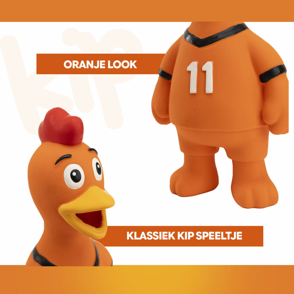 Oranje Latex Hondenspeeltje WK Kip - Hofman Animal Care - afbeelding 5