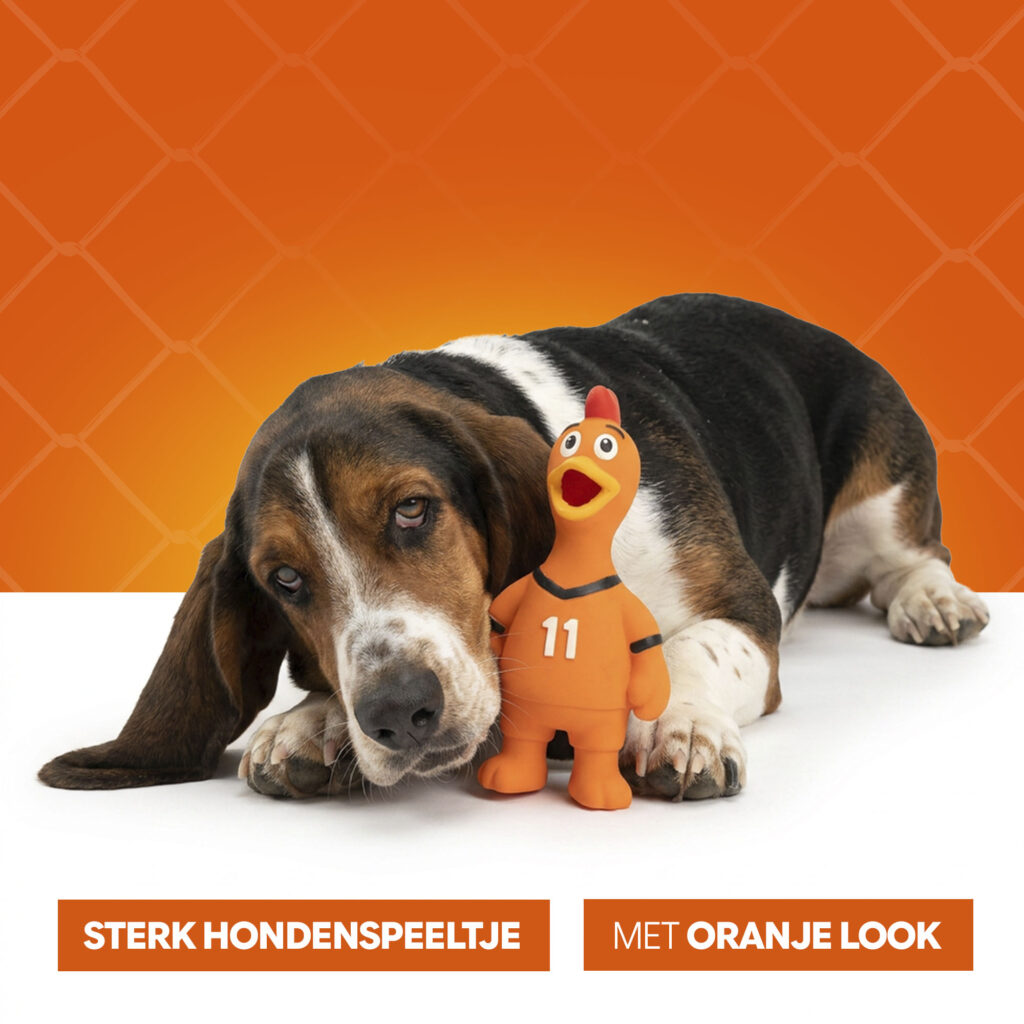 Oranje Latex Hondenspeeltje WK Kip - Hofman Animal Care - afbeelding 6