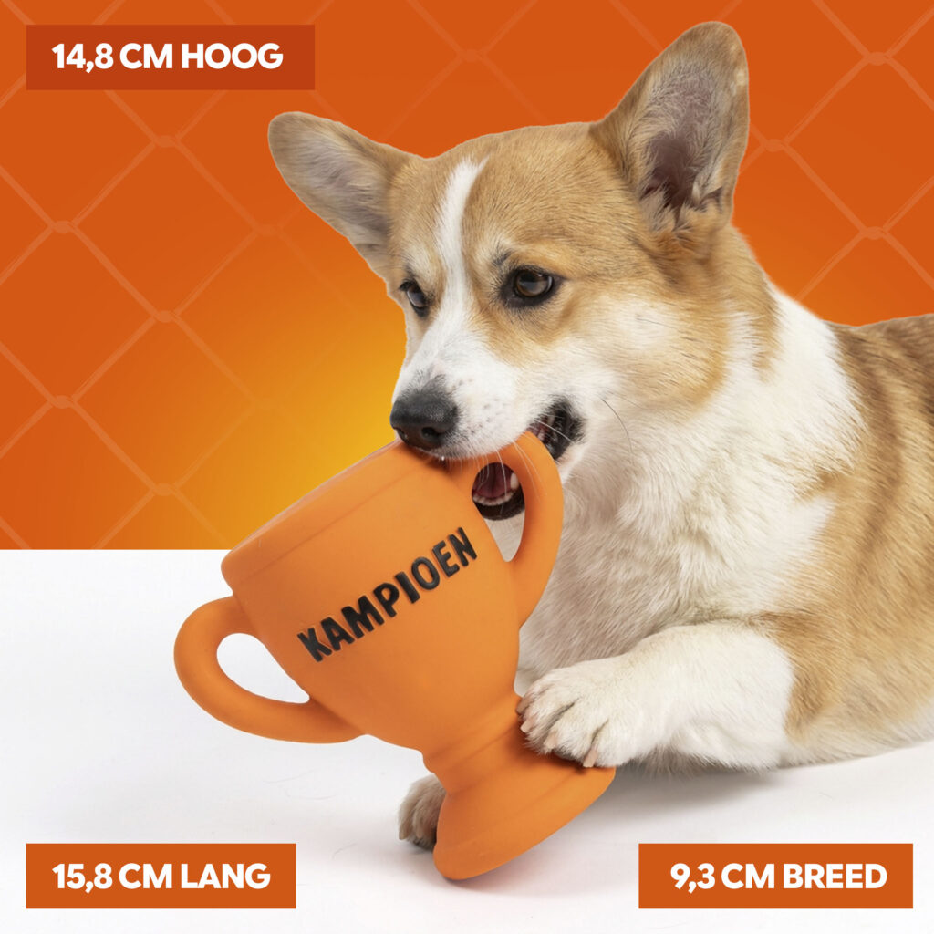 Oranje Latex Hondenspeeltje WK Beker - Hofman Animal Care - afbeelding 4