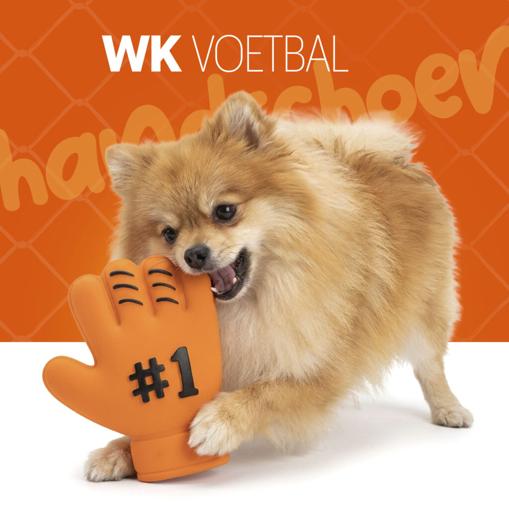 Oranje Latex Hondenspeelgoed WK Handschoen - Hofman Animal Care - afbeelding 2