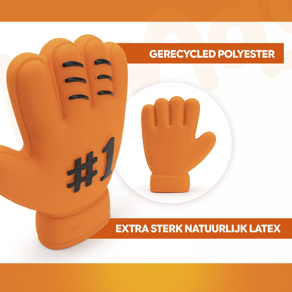 Oranje Latex Hondenspeelgoed WK Handschoen - Hofman Animal Care - afbeelding 3
