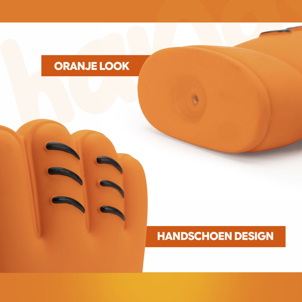 Oranje Latex Hondenspeelgoed WK Handschoen - Hofman Animal Care - afbeelding 5