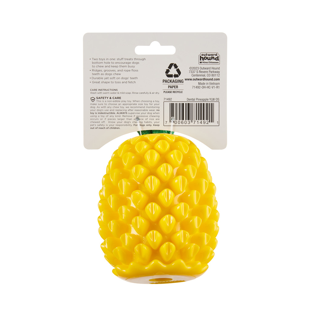 Outward Hound Dental Pineapple 2-in-1 Kauwspeeltje en Vulbaar Speeltje - afbeelding 3