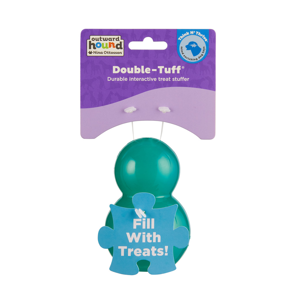 Outward Hound Double-Tuff M Blauw Kauwspeeltje en Vulbaar Speeltje - afbeelding 1