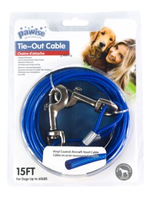 Pawise Tie Out Aanleglijn 5 m - Staalkabel met Vinyl Coating