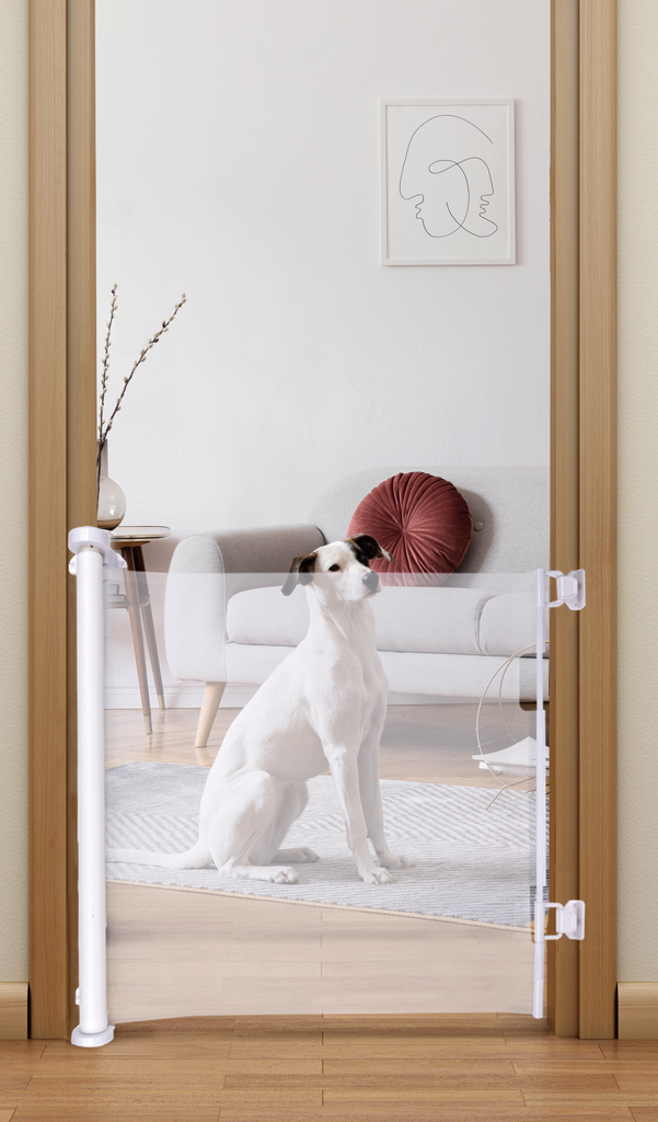 Pawise Dog Fence - Oprolbaar en Transparant Hondenhek voor Binnen - afbeelding 2