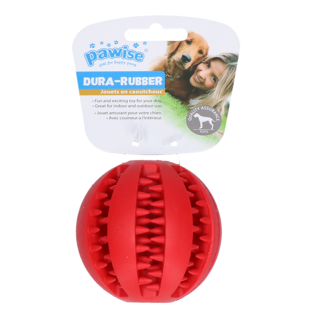 Pawise Dura-Rubber Ball Rood - Speelgoed voor Honden