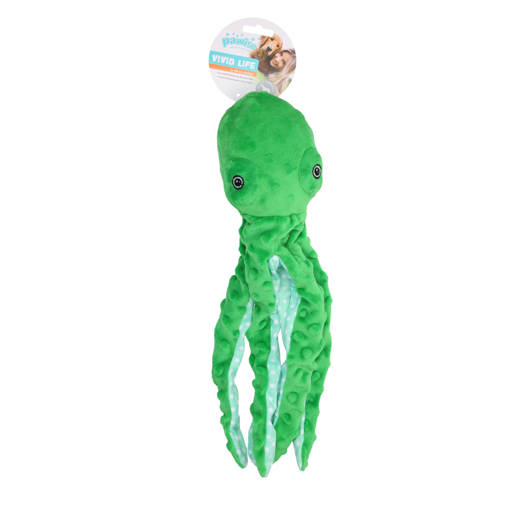 Pawise Multicolor Plush Octopus M - Speelgoed voor Honden - afbeelding 4