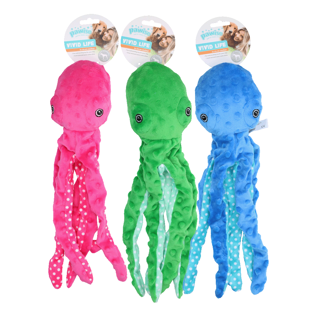 Pawise Multicolor Plush Octopus (3 kleuren assorti) L - afbeelding 1