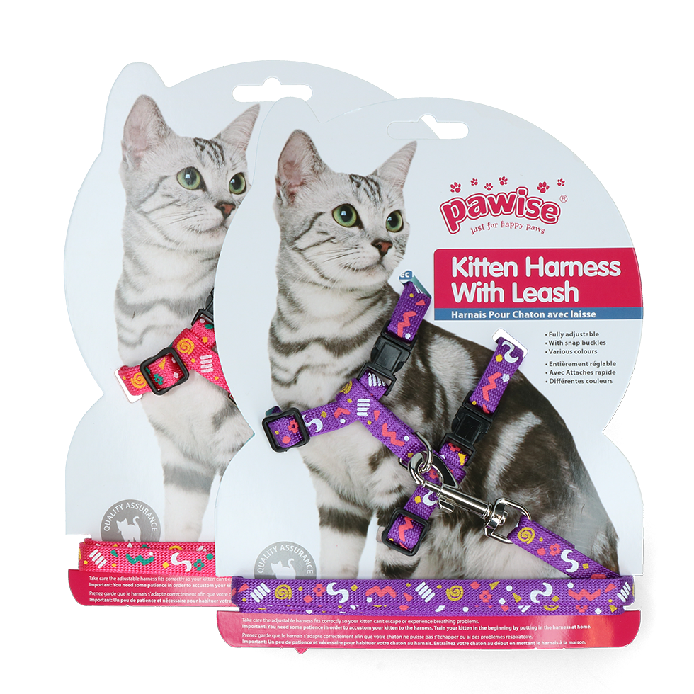 Pawise Kitten Tuigje met Riem Roze/Paarse - afbeelding 1