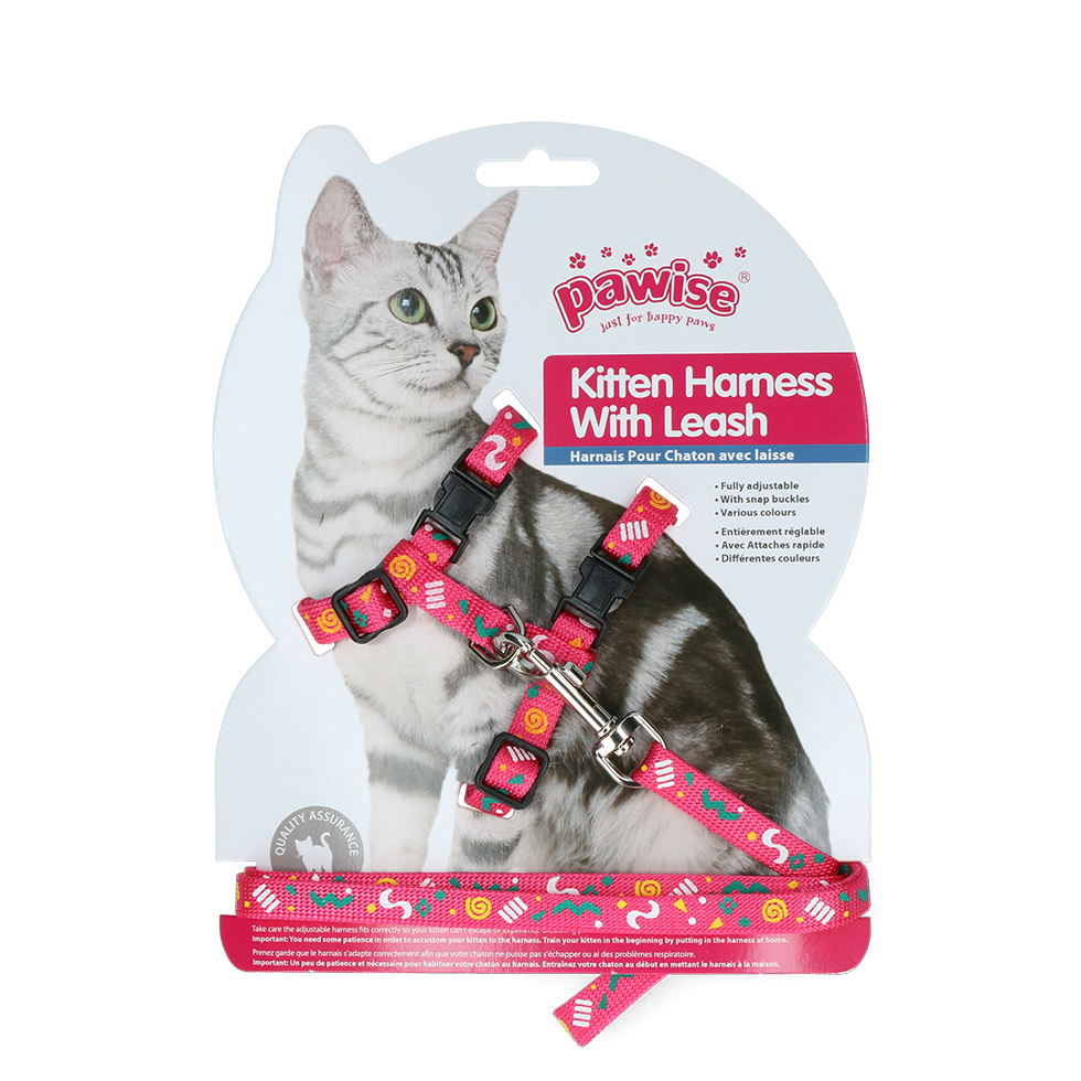Pawise Kitten Tuigje met Riem Roze/Paarse - afbeelding 2