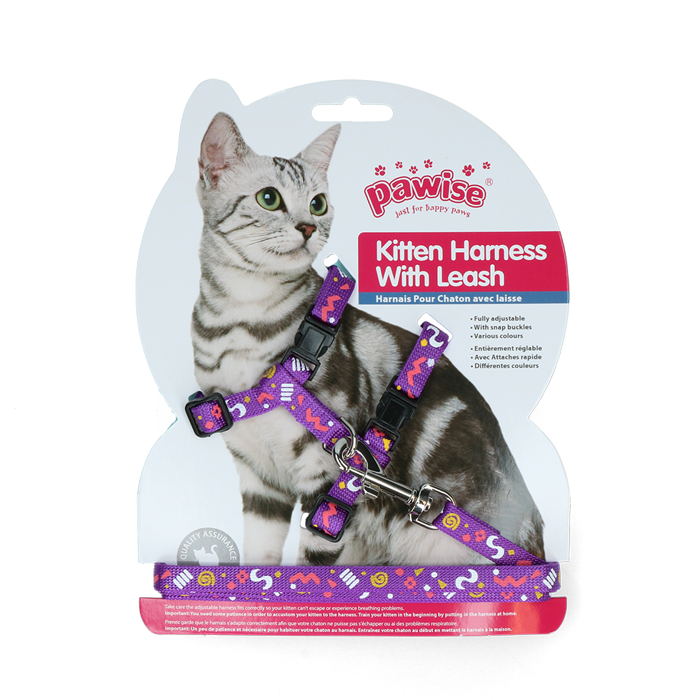 Pawise Kitten Tuigje met Riem Roze/Paarse - afbeelding 3