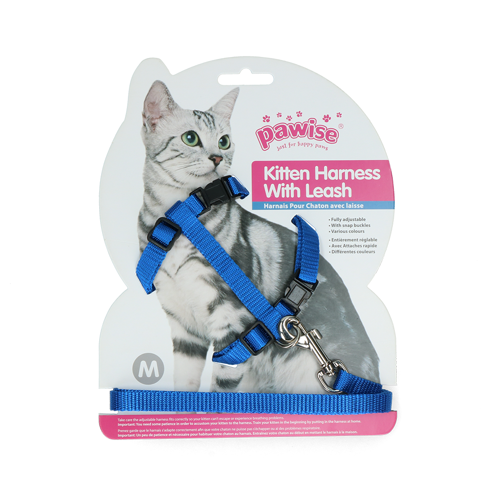 Pawise Kitten Tuigje met Riem Rood/Blauw M - afbeelding 3
