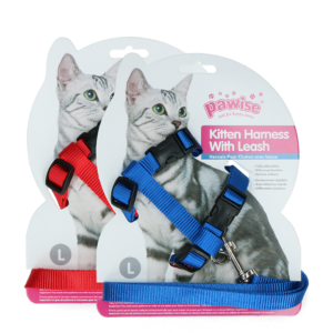 Pawise Kitten Tuigje met Riem Rood/Blauw L
