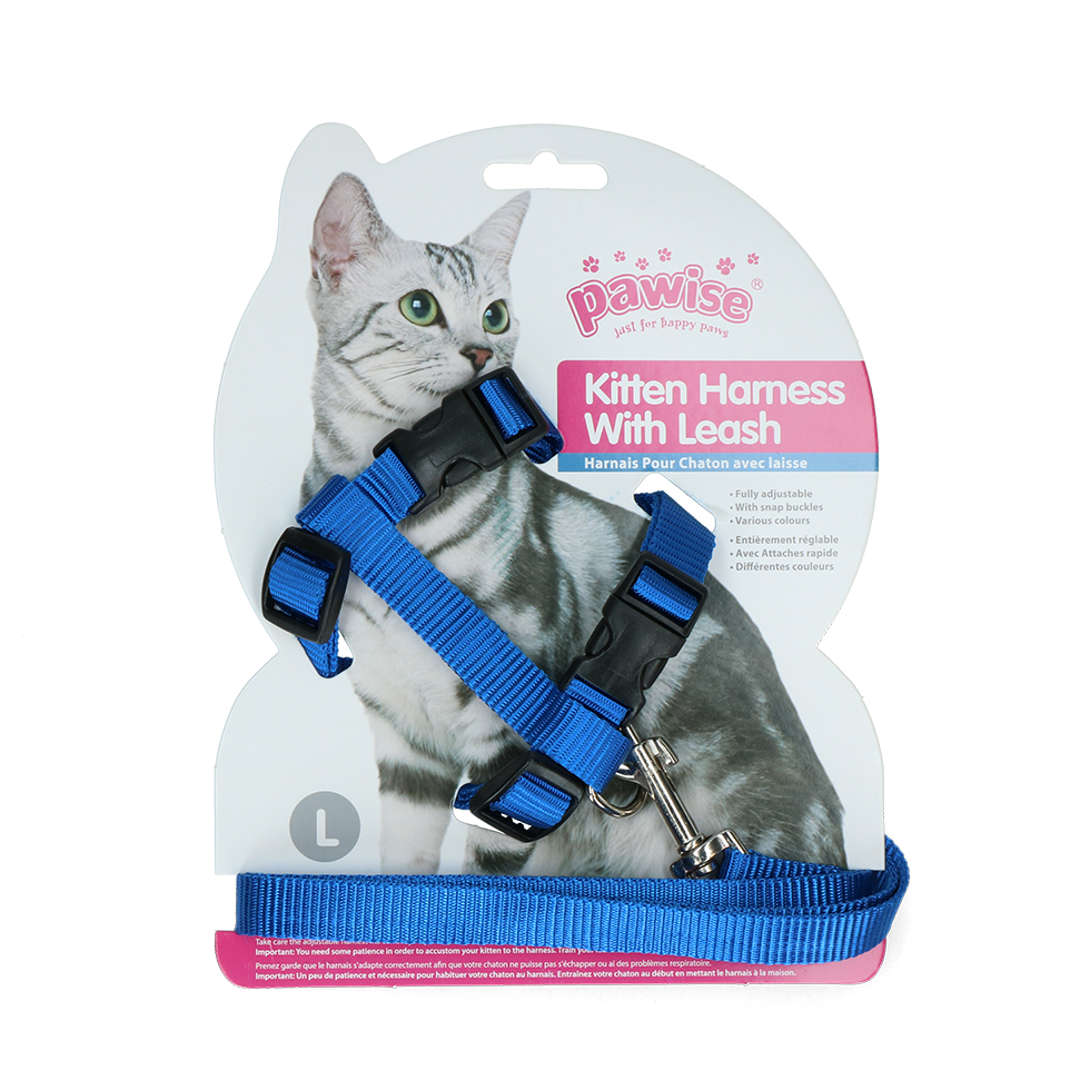 Pawise Kitten Tuigje met Riem Rood/Blauw L - afbeelding 3