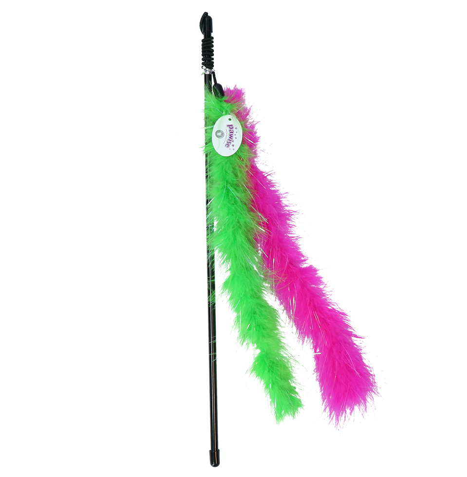 Pawise Cat Glitter Teaser - Kattenspeelgoed met Glitterende Veren