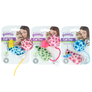 Pawise Cat Toy - Mice & Ball - Set van knuffelmuisje en balletje