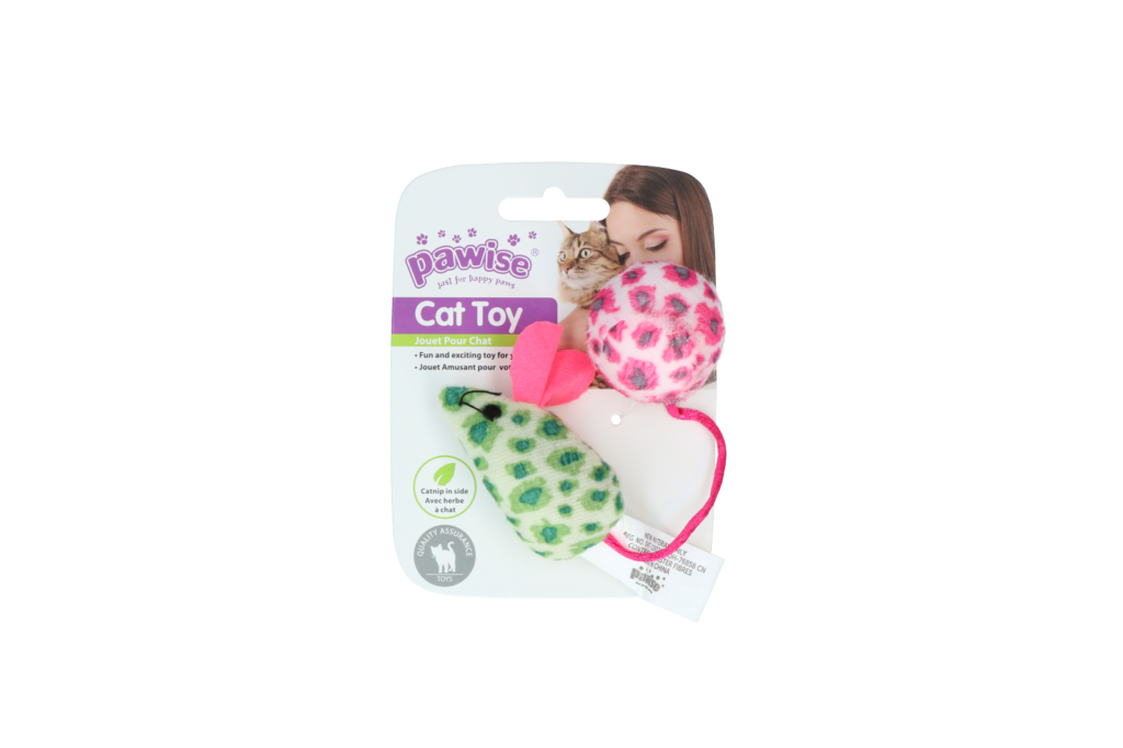 Pawise Cat Toy - Mice & Ball - Set van knuffelmuisje en balletje - afbeelding 4