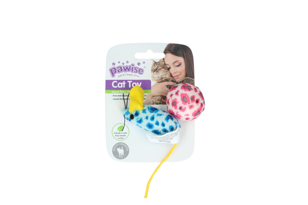 Pawise Cat Toy - Mice & Ball - Set van knuffelmuisje en balletje - afbeelding 2