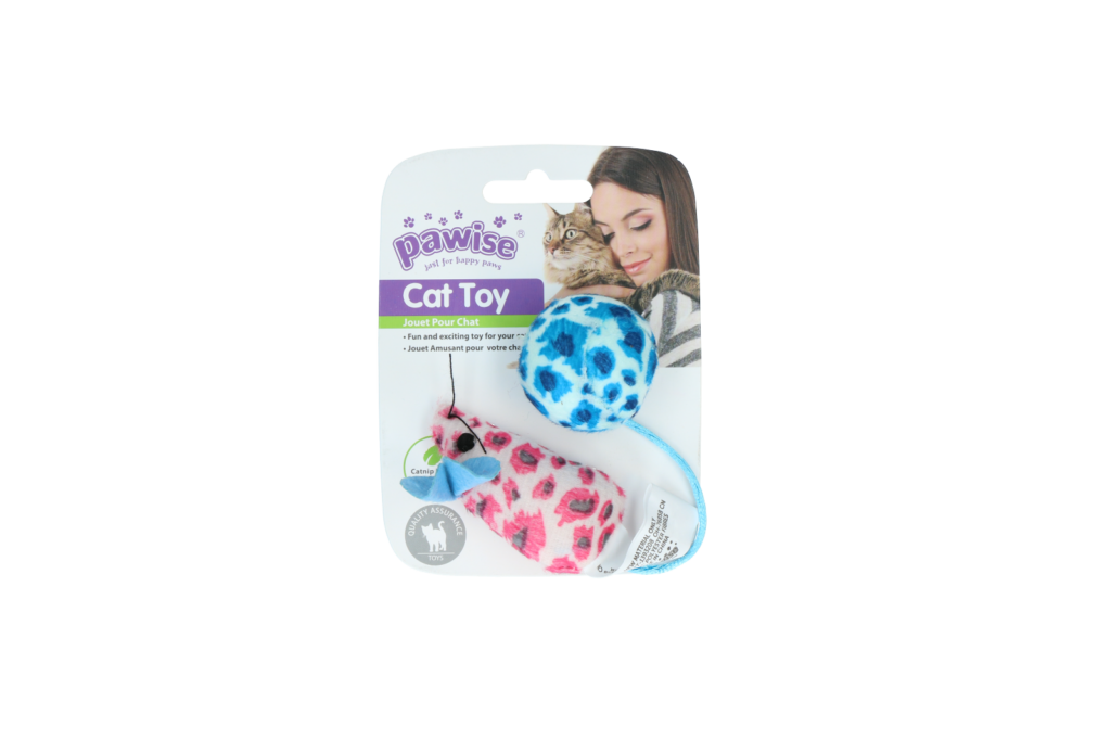 Pawise Cat Toy - Mice & Ball - Set van knuffelmuisje en balletje - afbeelding 3