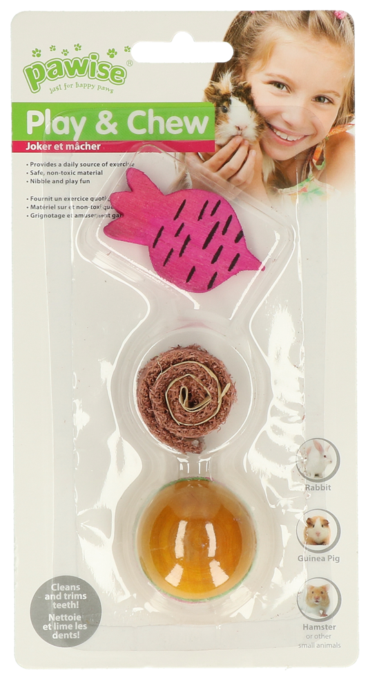 Pawise Wooden Loofah Pretty Toys No2 voor Knaagdieren - afbeelding 1