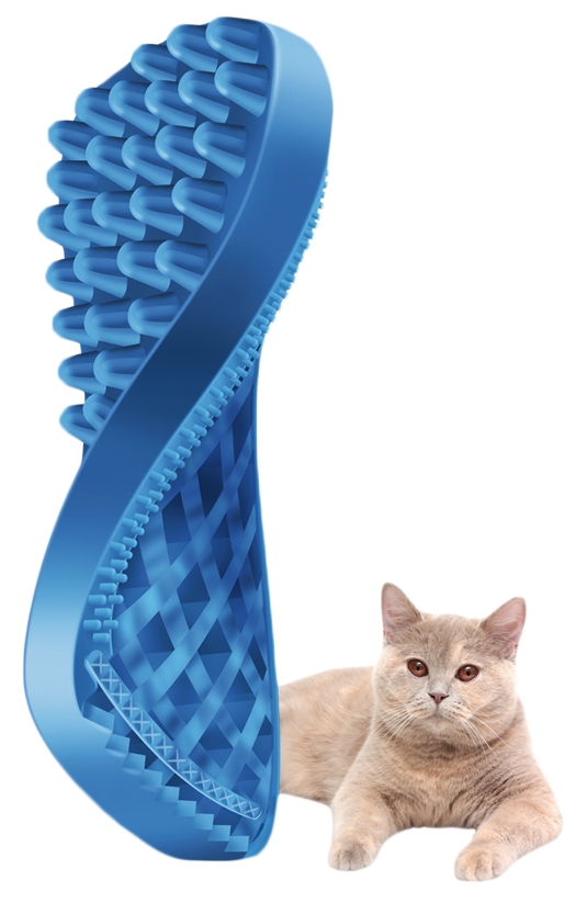Pet+Me Cat Hair Brush Kort haar Blauw - 4-in-1 Borstel voor Huisdieren - afbeelding 4