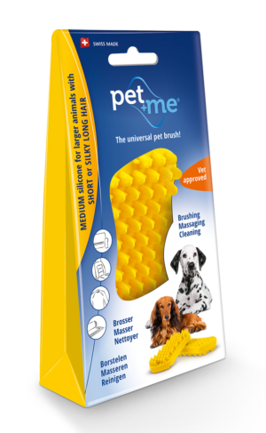 Pet+Me Dog Hair Brush Kort Haar Geel - 4-in-1 Borstel voor Honden