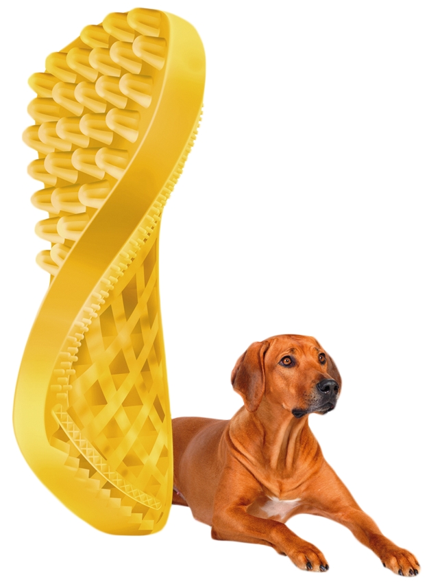 Pet+Me Dog Hair Brush Kort Haar Geel - 4-in-1 Borstel voor Honden - afbeelding 4