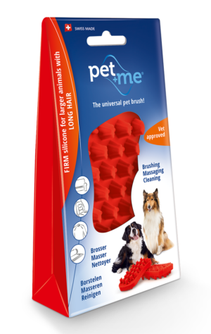 Pet+Me Dog Hair Brush Lang haar Rood - 4-in-1 Borstel voor Honden