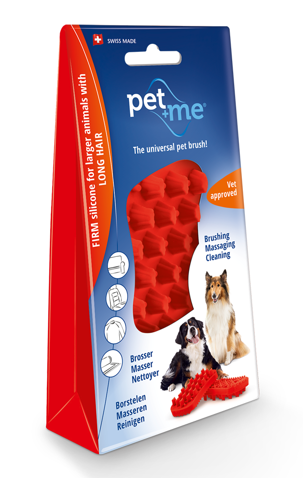 Pet+Me Dog Hair Brush Lang haar Rood - 4-in-1 Borstel voor Honden - afbeelding 1