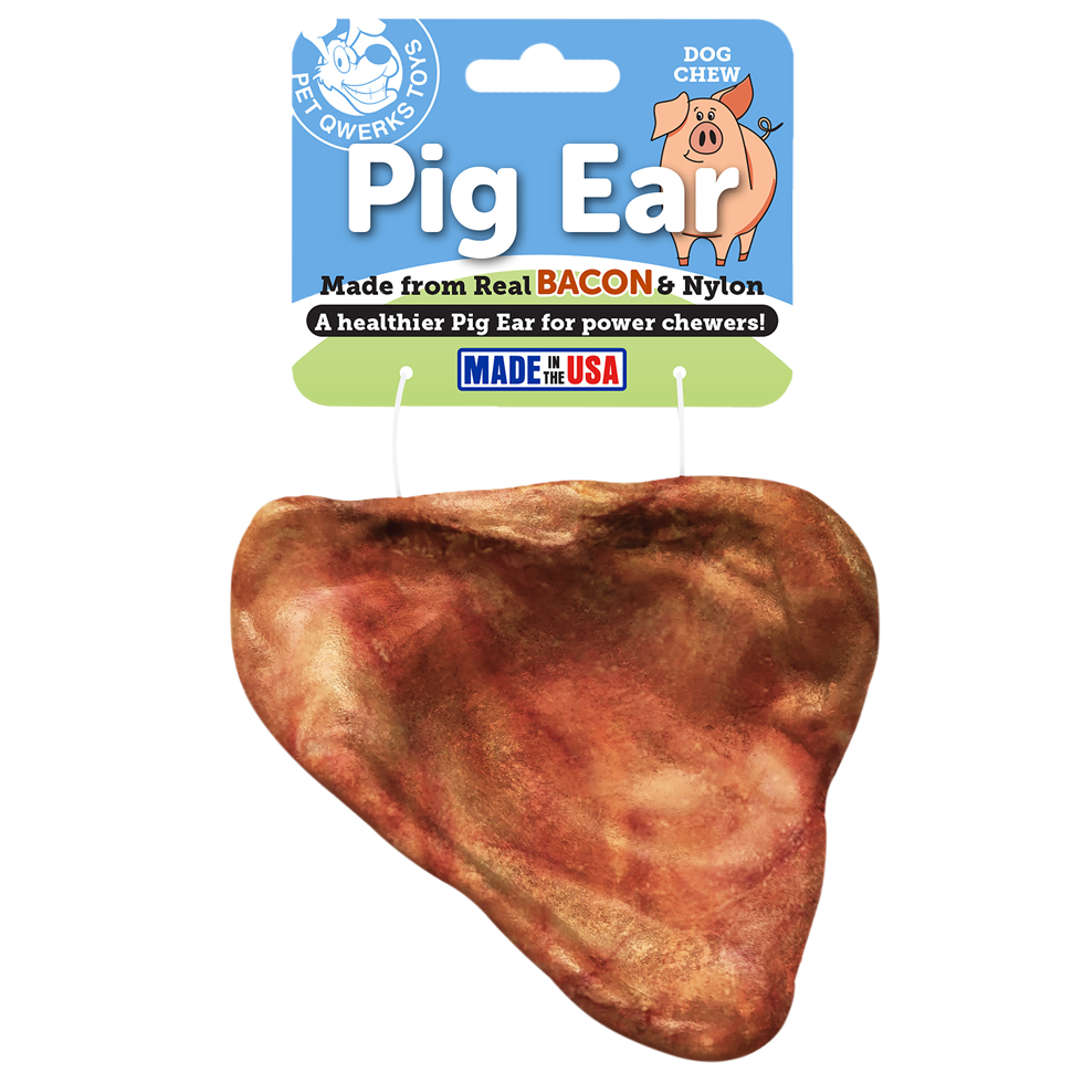 Pet Qwerks Pig Ear M - Nylon Varkensoor met Speksmaak voor Honden - afbeelding 1