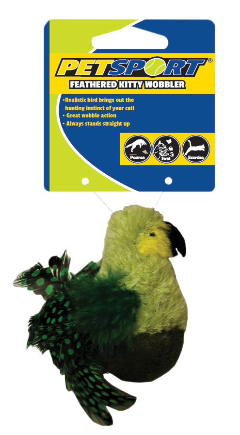 Petsport Feathered Kitty Wobbler Groen - Speelgoed voor katten