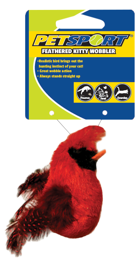 Petsport Feathered Kitty Wobbler Rood - Speelgoed voor katten