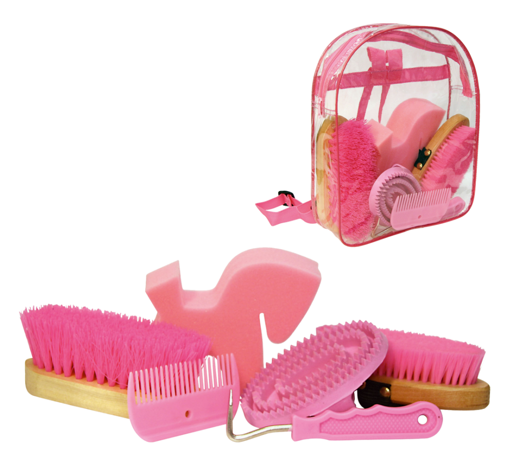 Poetsset van 7 items in roze rugtas - afbeelding 1