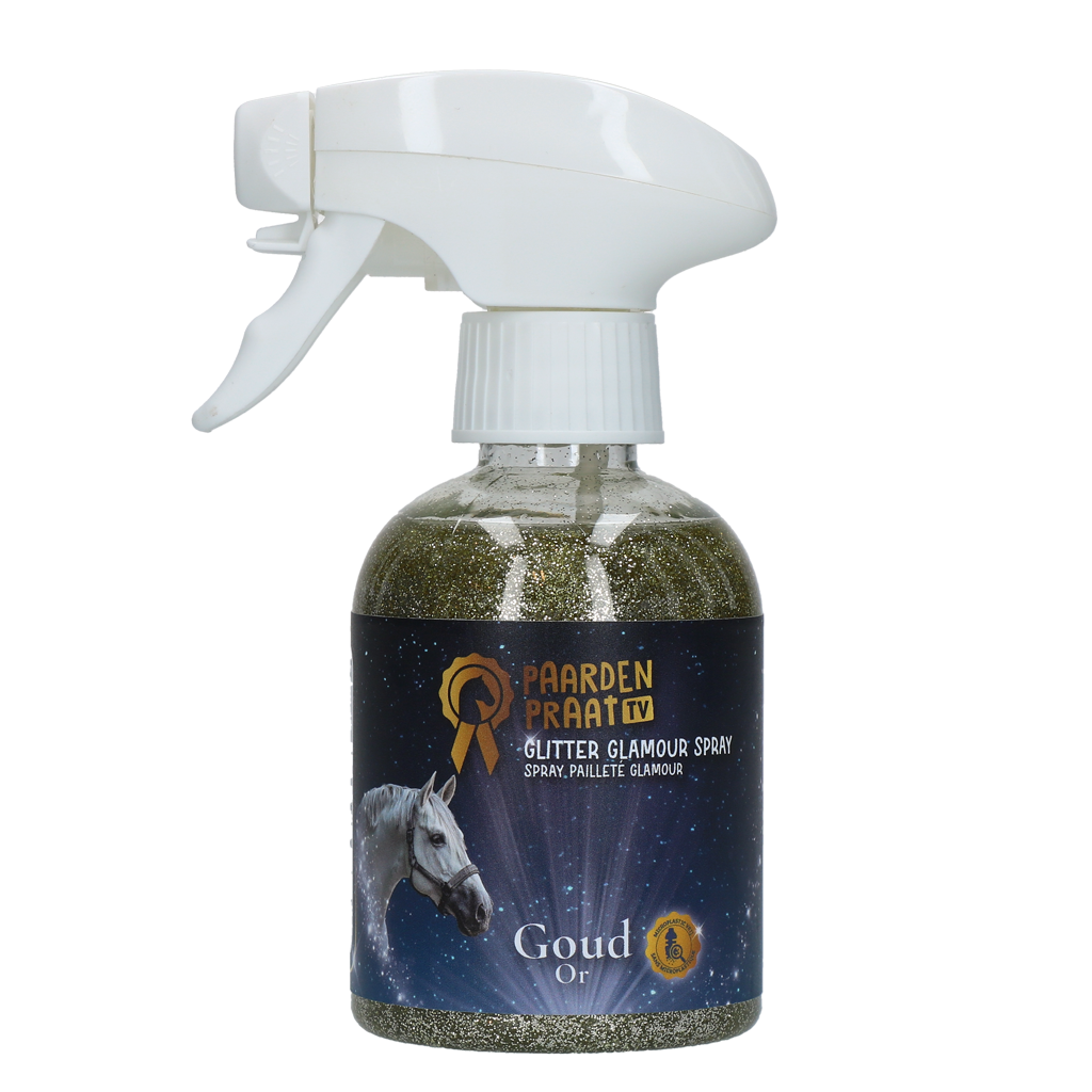 Paardenpraat TV Glitter Glamour Spray Goud 250 ml - afbeelding 1