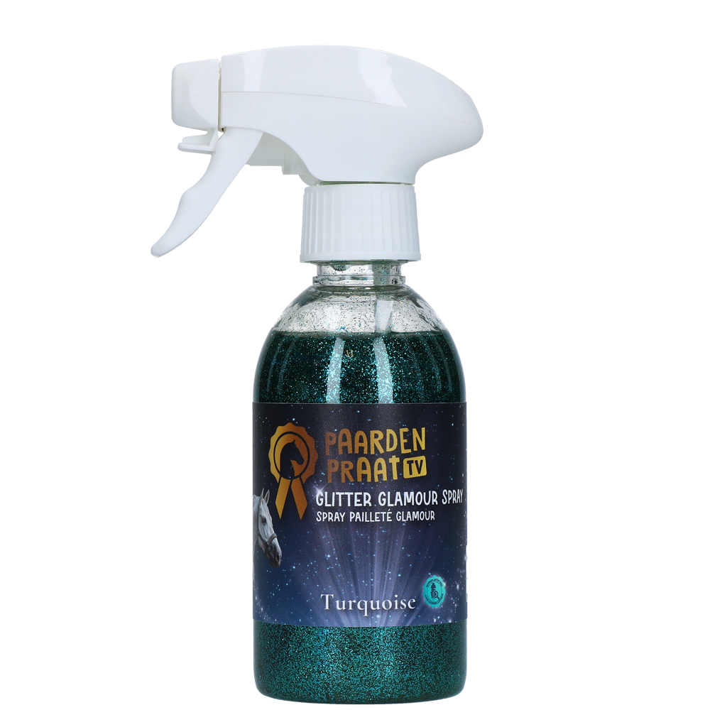 Paardenpraat TV Glitter Glamour Spray Turquoise 250 ml - afbeelding 1