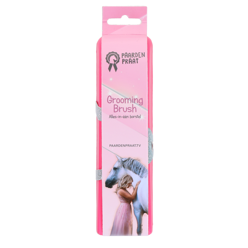 Paardenpraat Grooming Brush Roze M - Multifunctionele Borstel voor Paarden - afbeelding 1