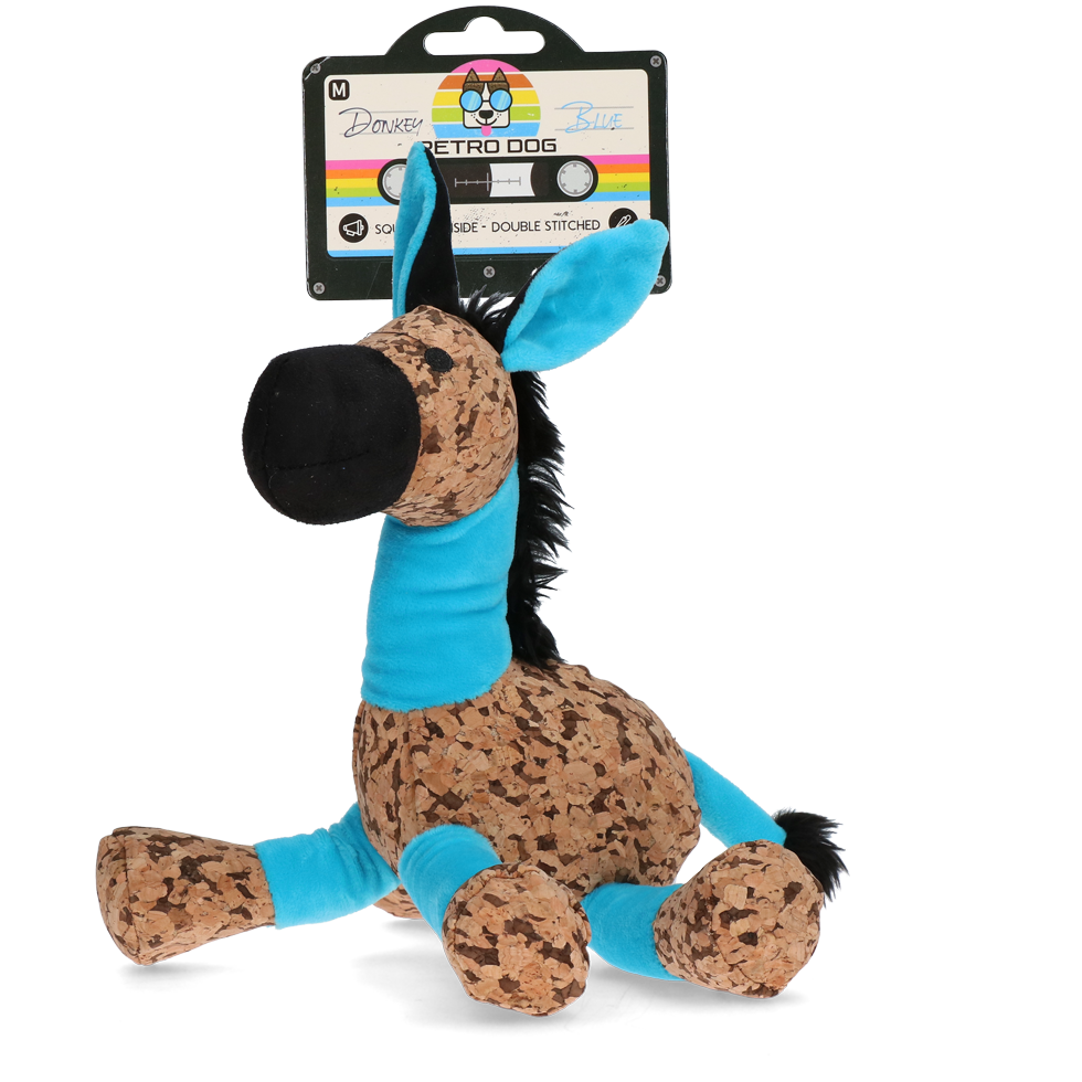 Retro Dog Donkey Blauw M - Speelgoed voor Honden - afbeelding 1