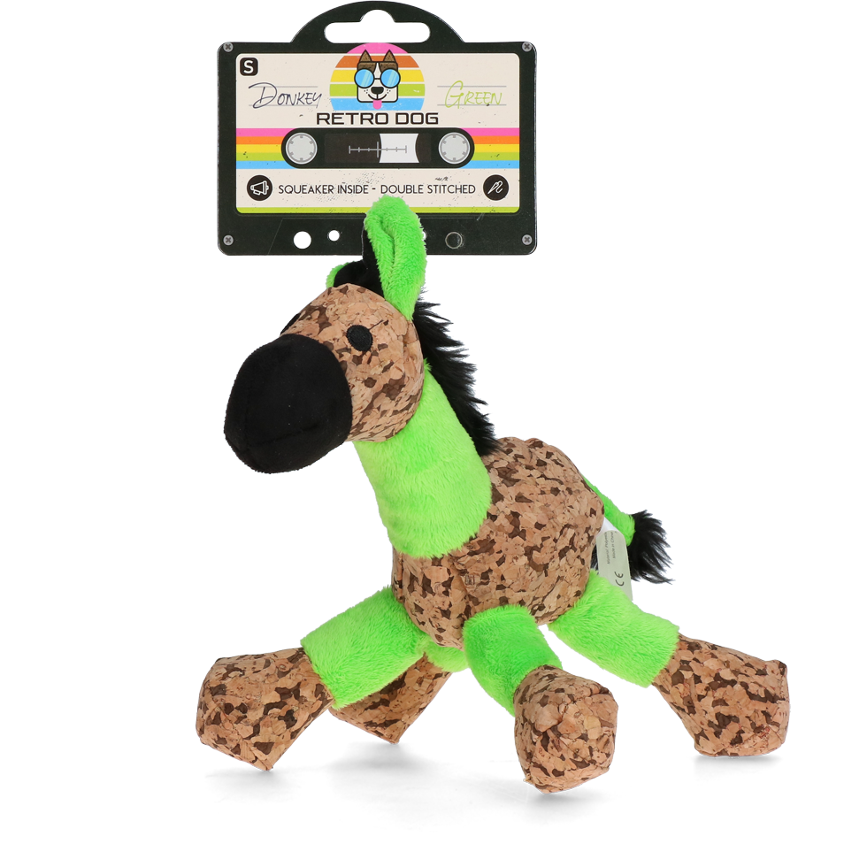 Retro Dog Donkey Groen S - Speelgoed voor Honden - afbeelding 1